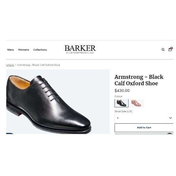 NEW Barker Made in England Armstrong Black Calf  Leather Oxford Shoe $430.00 - Picture 2 of 16